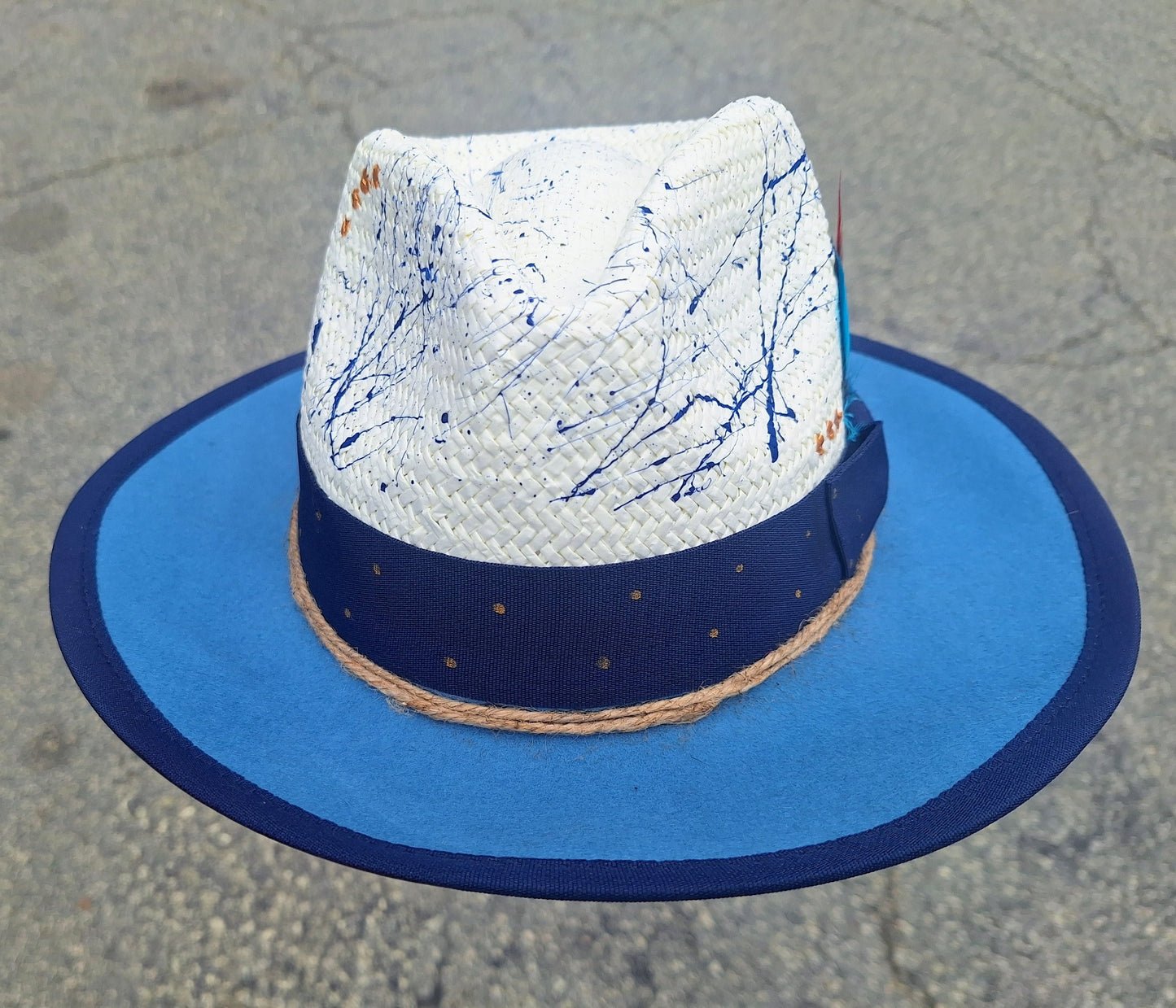 "Blue Paint" Straw Hat