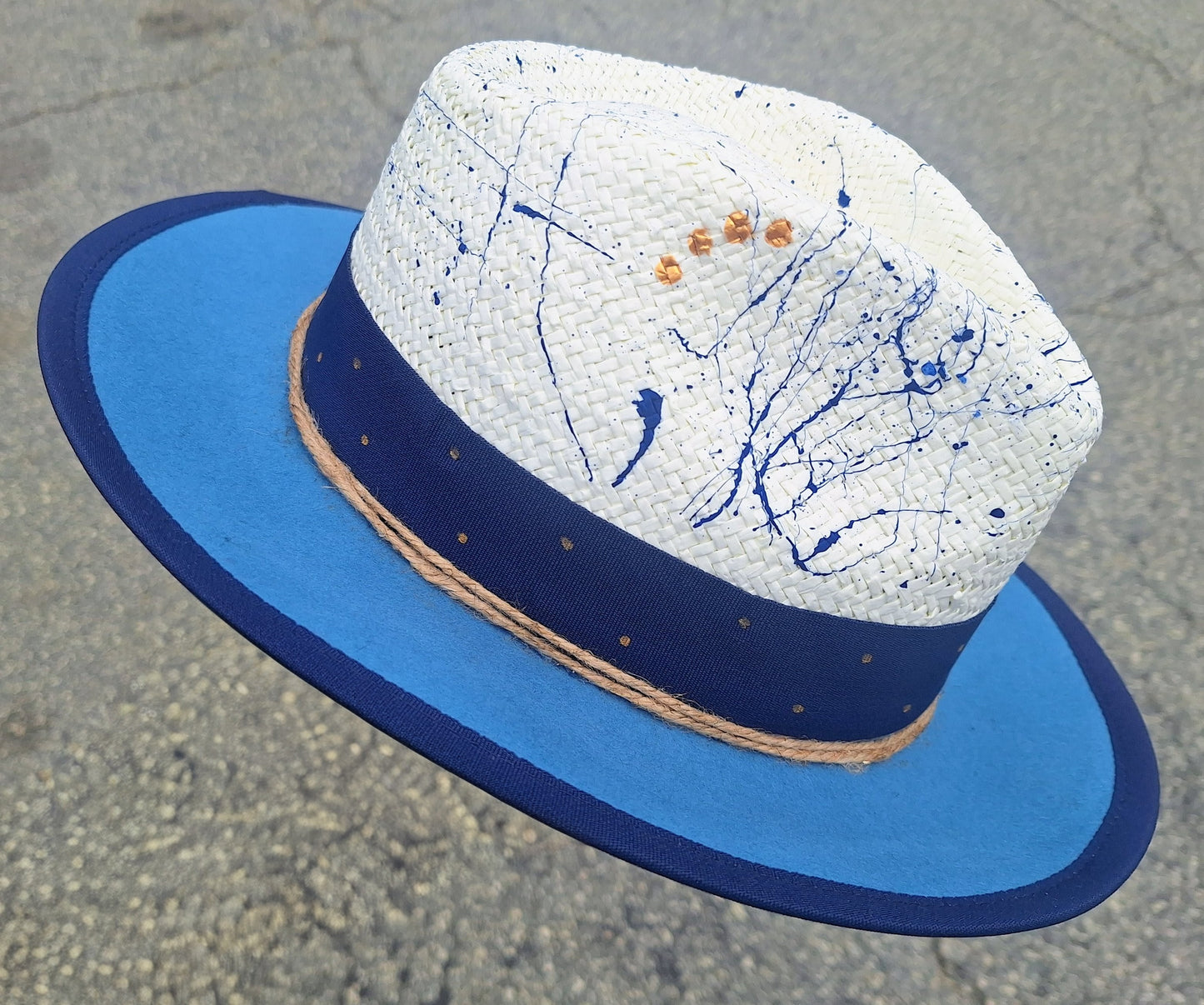 "Blue Paint" Straw Hat